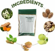 PAIN NIWARAN POWDER is made wit Turmeric, Ginger, Eucalyptus oil, Ashwagandha, Menthol and Camphor.