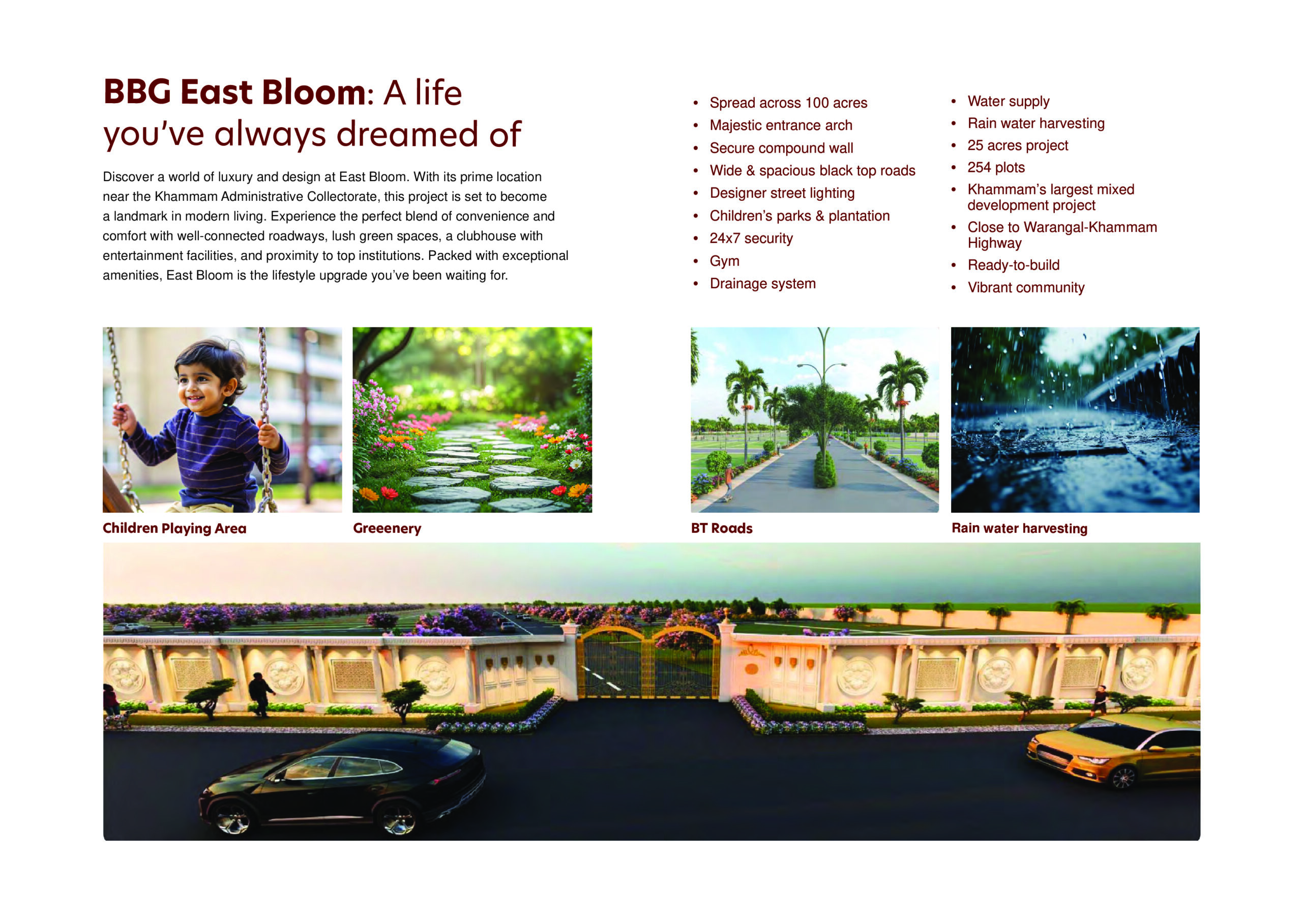Amenities and Infrastructure of Open Plots for Sale in Khammam – BBG East Bloom Project