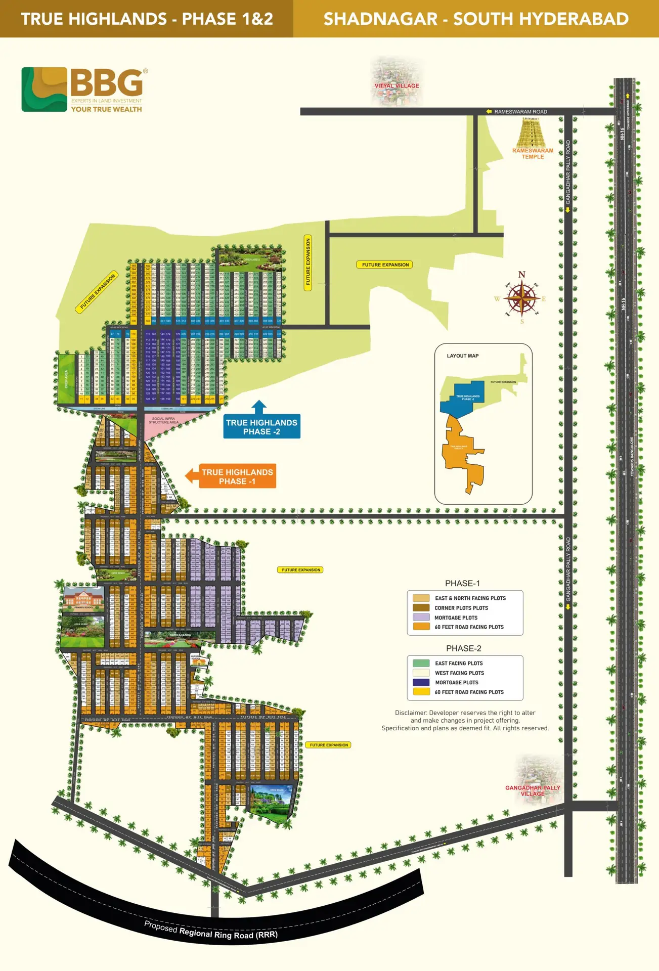 Layout Plan of Premium Residential Plots in BBG True Highlands Shadnagar