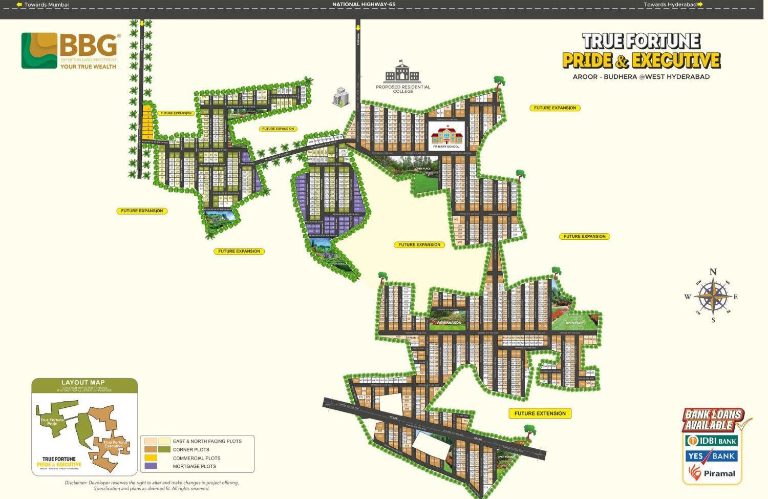 True Fortune Pride, Sadashivpet layout plan showing cost-effective residential plots
