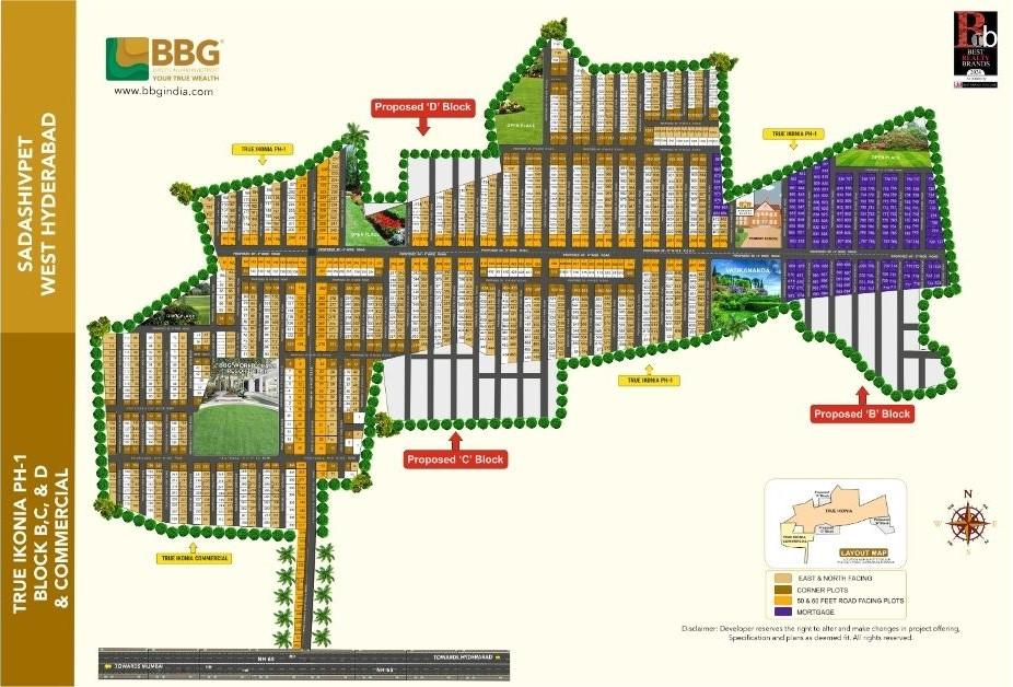 True Ikonia Phase-1 & Commercial DTCP approved RERA registered layout in Sadashivpet West Hyderabad with residential and commercial plots